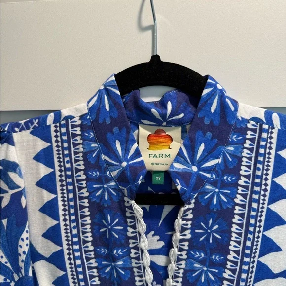 FARM Rio Blue and White Floral Maxi Dress - Picture 2 of 3